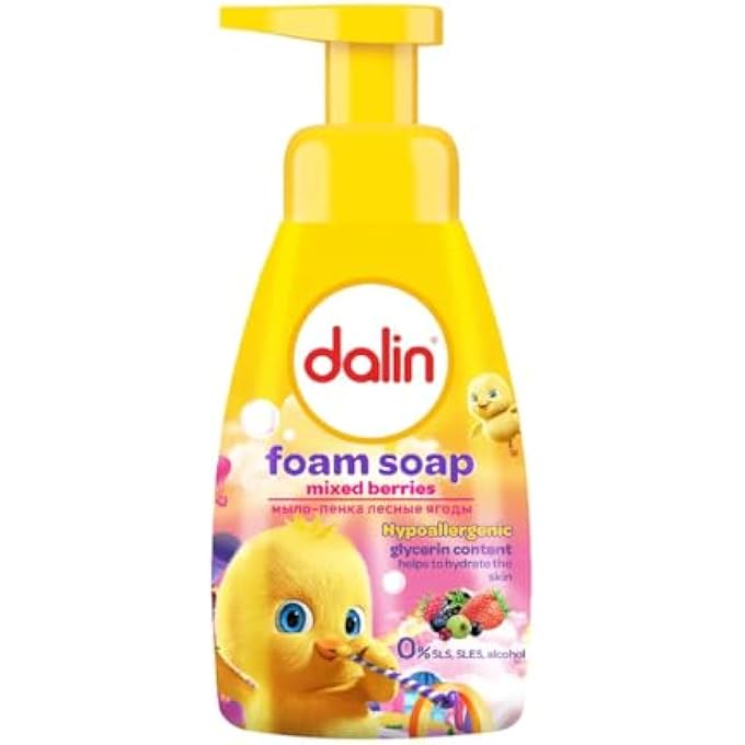 DALIN صابون رغوي بتوت مختلط | غسول يدين للأطفال مضاد للحساسية مع الجلسرين | لطيف ومرطب | 0% كحول، بارابين، صبغة | 200 مل - Image 1